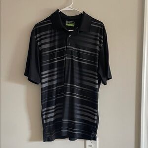 PGA Tour Black and Gray Striped Polo